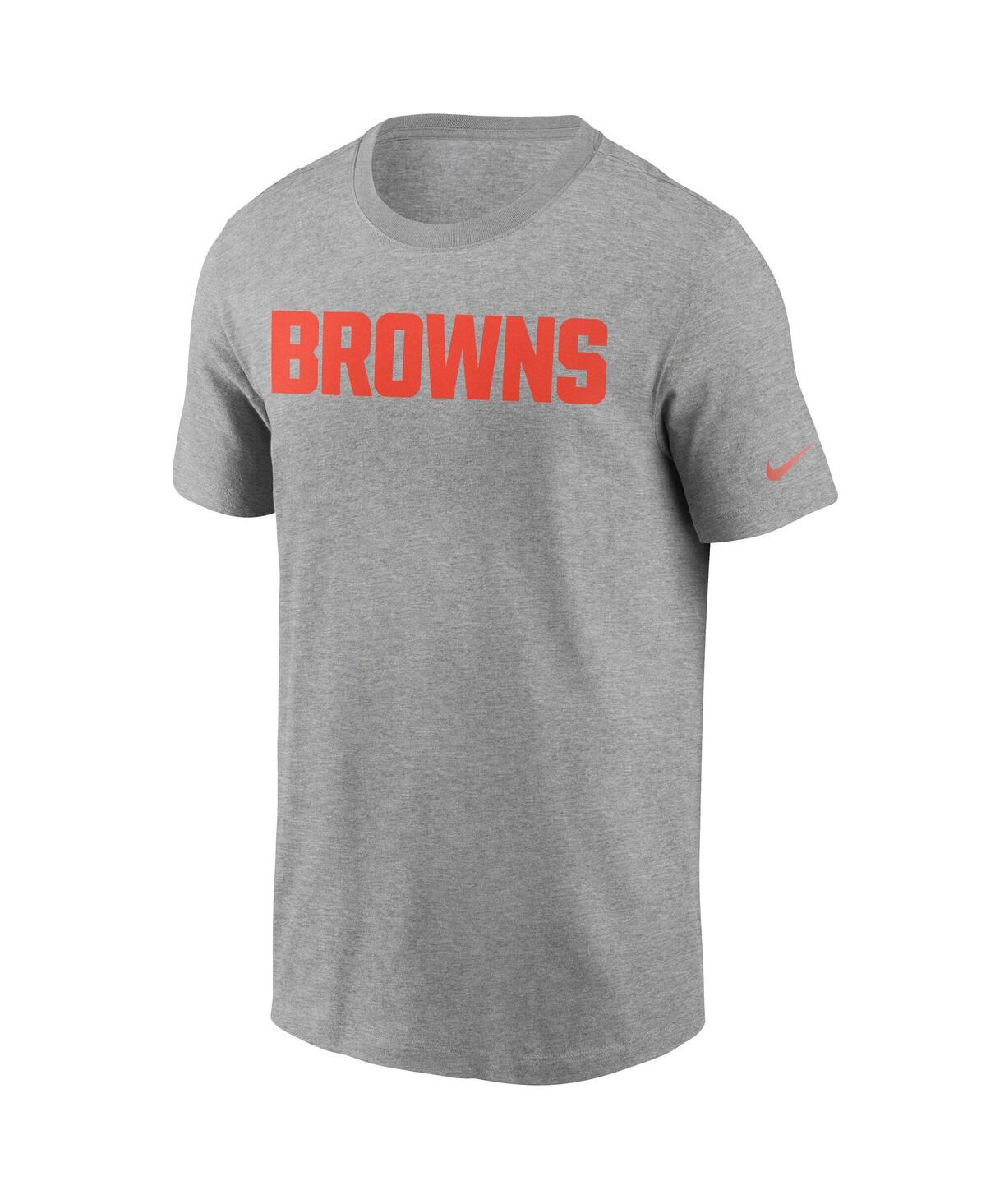 Nike Men's Heather Gray Cleveland Browns Essential Wordmark T-shirt In Gray