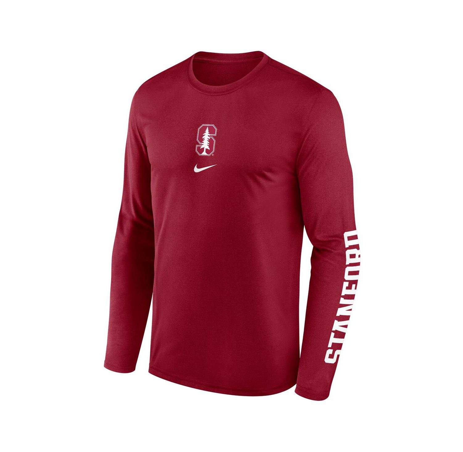 Men's Cardinal Stanford Cardinal Primetime Center Lockup Two-Hit Legend Performance Long Sleeve T-Shirt
