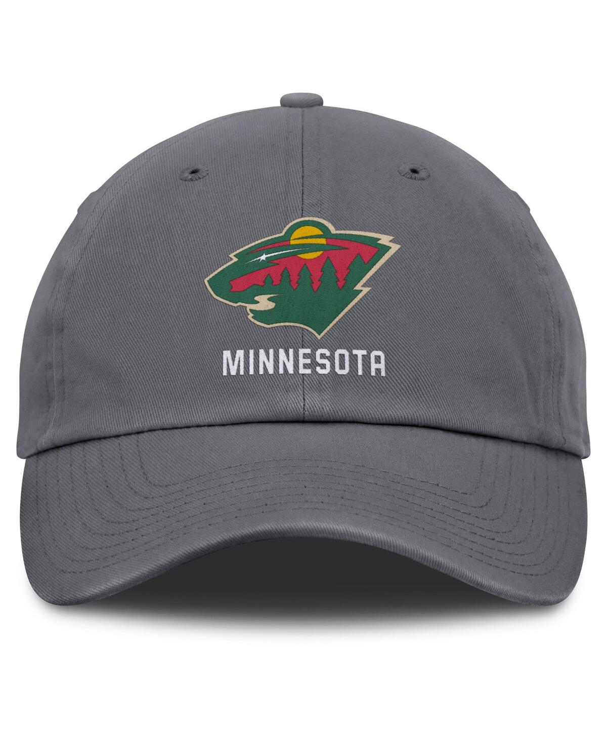 Fanatics Men's Charcoal Minnesota Wild Washed Adjustable Hat