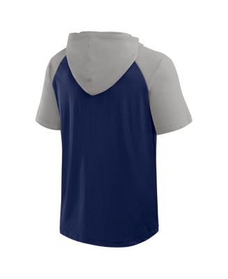 Men's Navy New York Yankees Prime Raglan Short Sleeve Hoodie T-Shirt