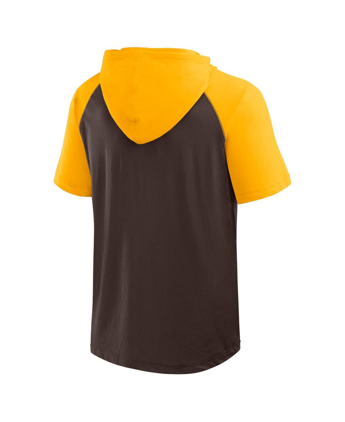 FANATICS MEN'S BROWN SAN DIEGO PADRES PRIME RAGLAN SHORT SLEEVE HOODIE T-SHIRT 