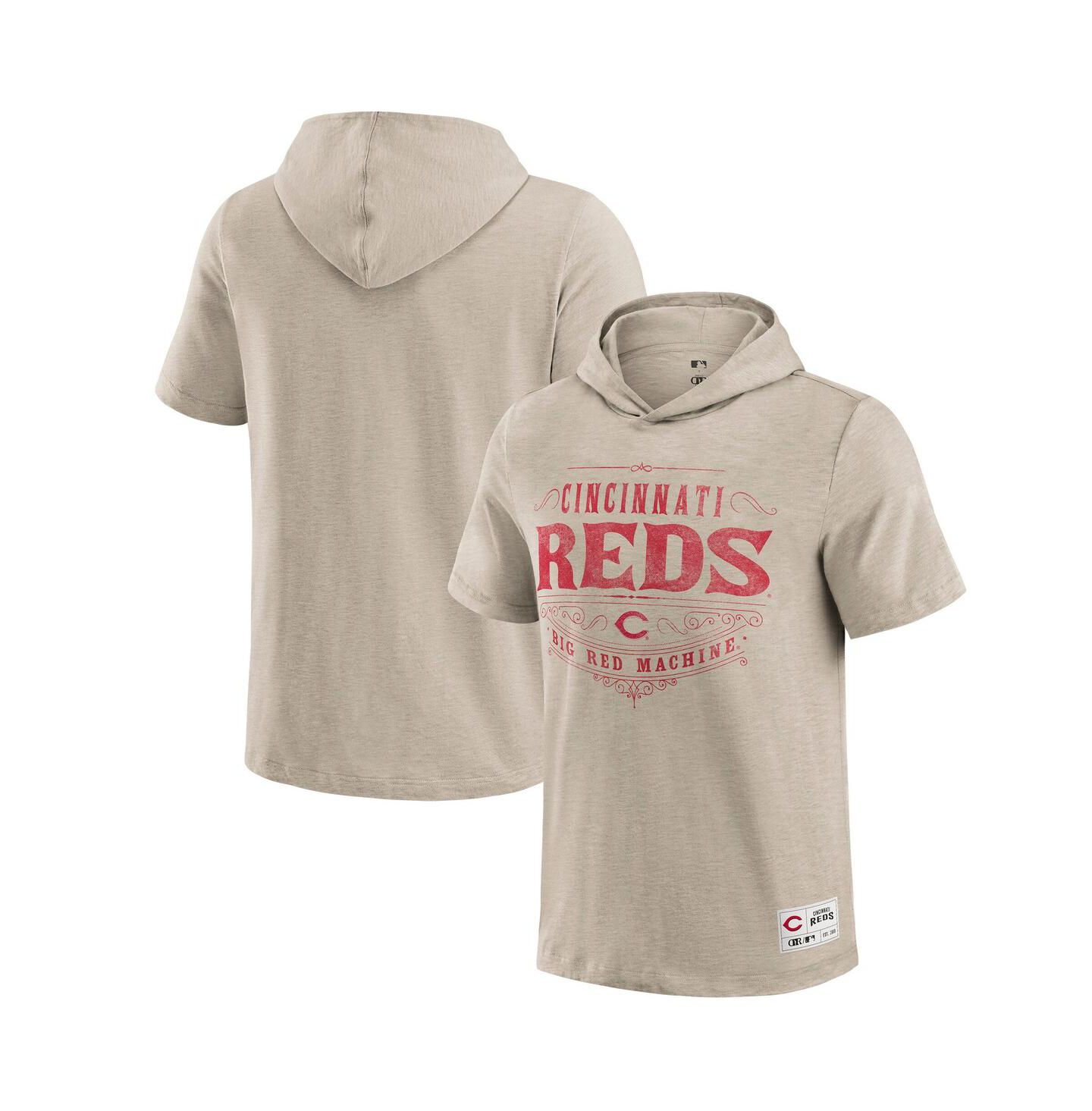 Мужская футболка Fanatics Tan Cincinnati Reds Hooded — фото 1
