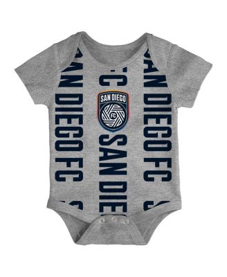 Newborn 3-Pack Navy/Heather Gray San Diego FC Loyal Buddies Bodysuit Set
