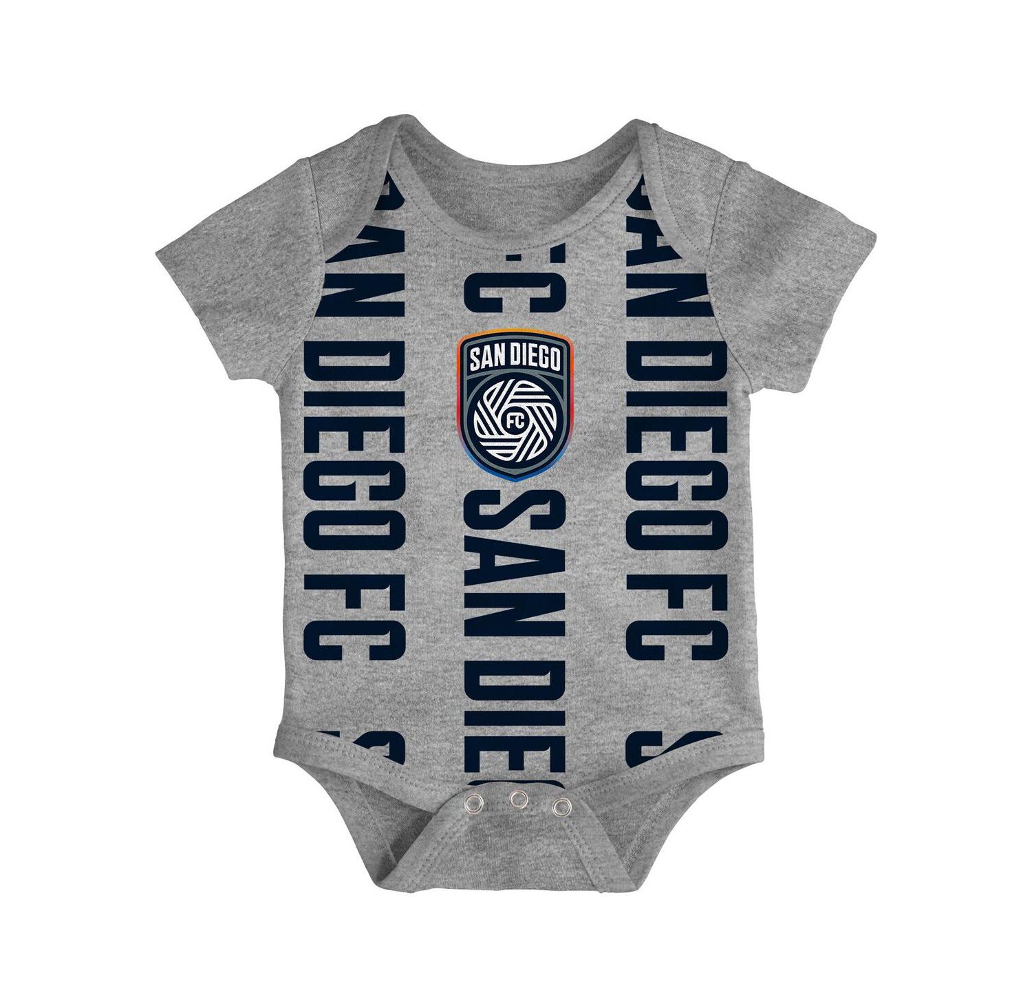 Newborn 3-Pack Navy/Heather Gray San Diego FC Loyal Buddies Bodysuit Set