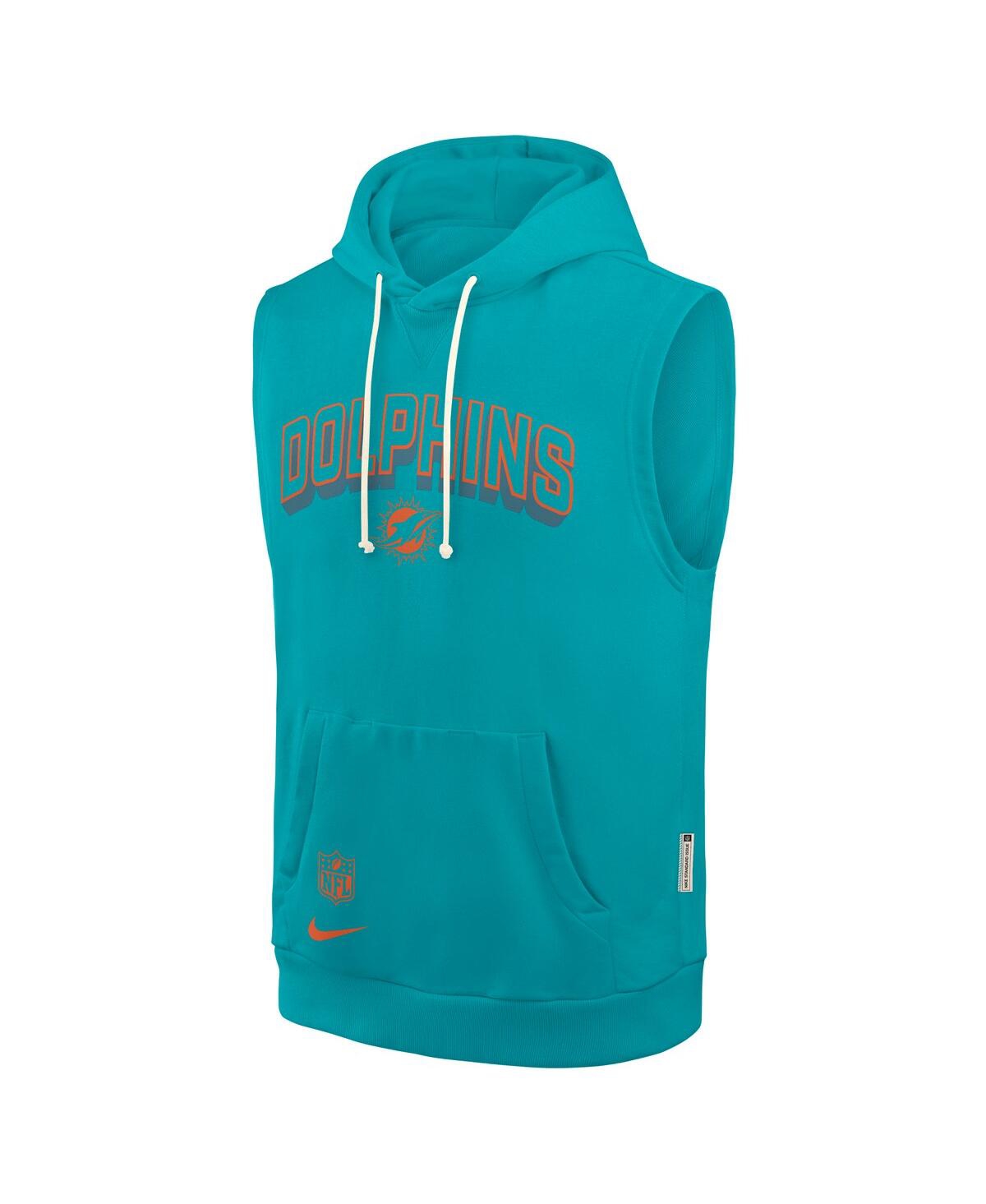NIKE MEN'S AQUA MIAMI DOLPHINS SIDELINE PERFORMANCE SLEEVELESS PULLOVER HOODIE 