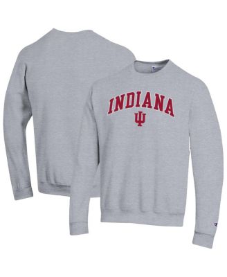 Champion - Men's Heather Gray Indiana Hoosiers Arch Over Logo Pullover Sweatshirt