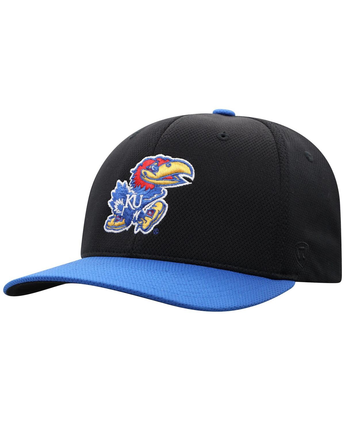 Top Of The World Men's Black Kansas Jayhawks Reflex Fitted Hat
