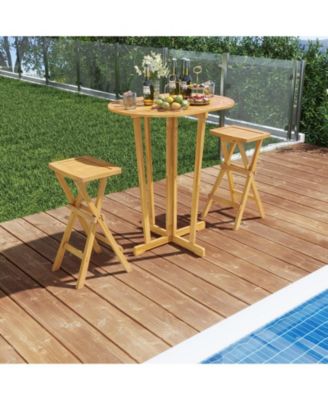 Outdoor Folding Bar Table with Oval Tabletop and Cross Base