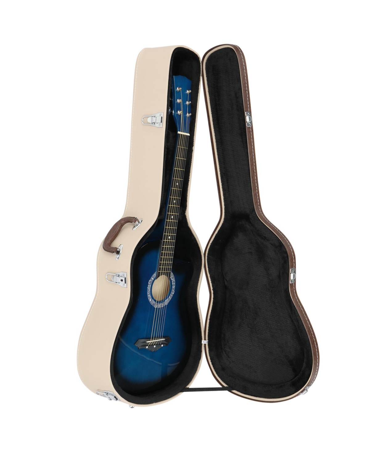 Acoustic Guitar Case Hard Dreadnought 41 Inch Carrying Wooden Hardshell with Lock for Airline Travel - Natrual