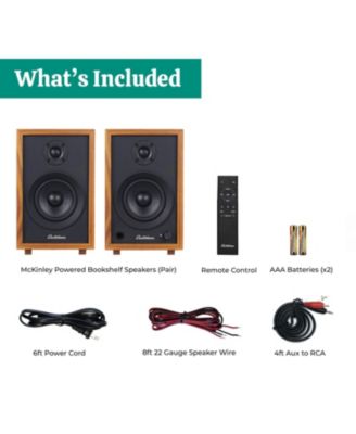 McKinley 2.0 Stereo Powered Bookshelf Speakers with Built-in Amplifier, 4" Drivers, Bluetooth 5, RCA/Aux