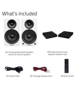 Ai41 Powered Stereo Bookshelf Speakers with 5" Drivers, 90W Amplifier, and Foam Isolation Pads