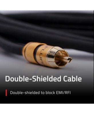 Premium Grade Subwoofer Cable with Gold Plated RCA Connectors for Subwoofer, Home Theater, Amplifier - 12 ft