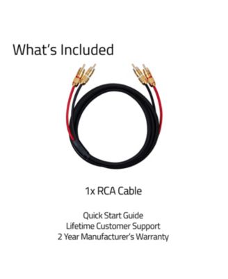 RCA Cable, 2-Male to 2-Male Gold-Plated Plugs for Preamplifier, CD player, Turntable, and Hi-Fi system - 6 Feet