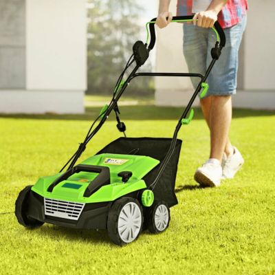 15 Inch 13 Amp Electric Scarifier with Collection Bag and Removable Blades