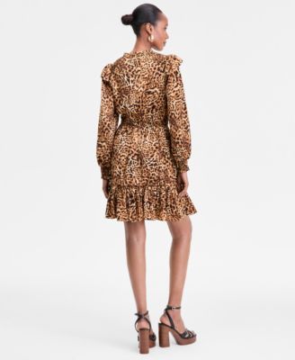 Women's Animal-Print Volume-Sleeve Dress, Exclusively at Macy's