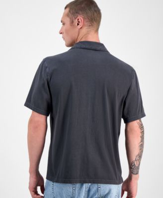 Men's Short Sleeve Washed Button-Front Camp Shirt