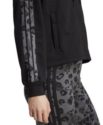 Women's Animal-Print 3-Stripe French Terry Zip Hoodie