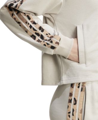 Women's Animal-Print 3-Stripe French Terry Zip Hoodie