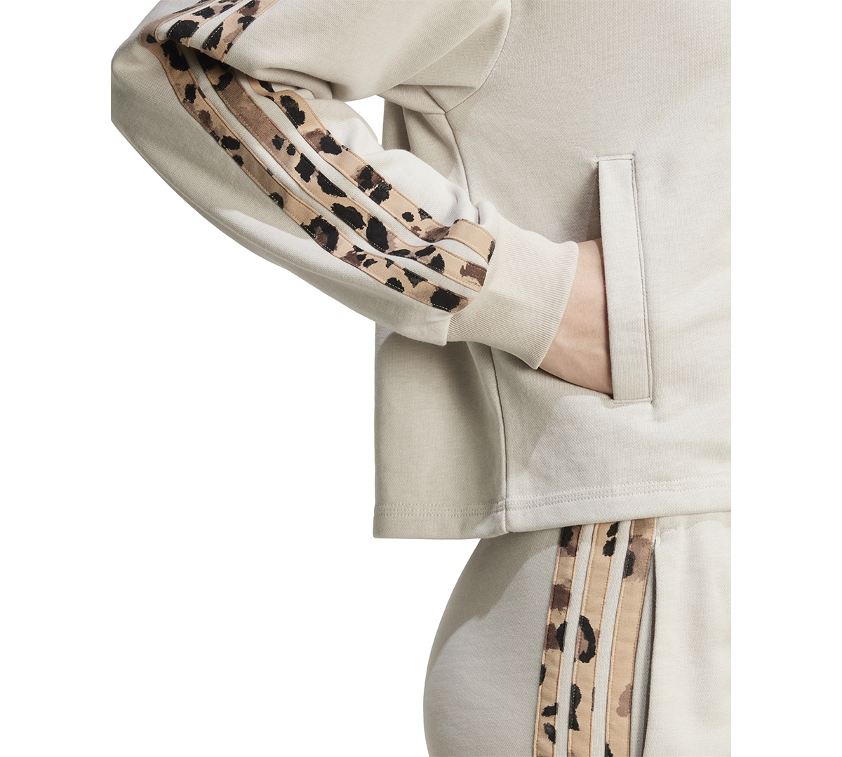 Adidas Originals Women's Animal-print 3-stripe French Terry Zip Hoodie In Neutral