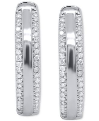 Diamond Hoop Earrings (1/4 ct. t.w.) in 14k Gold-Plated Sterling Silver