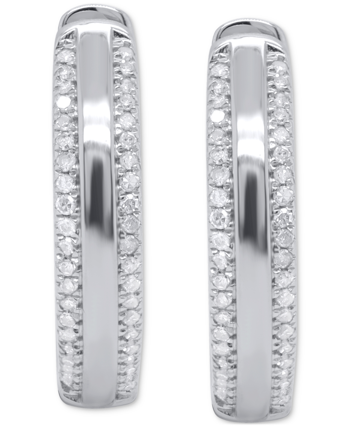 Macy's Diamond Hoop Earrings (1/4 Ct. T.w.) In 14k Gold-plated Sterling Silver In Silver