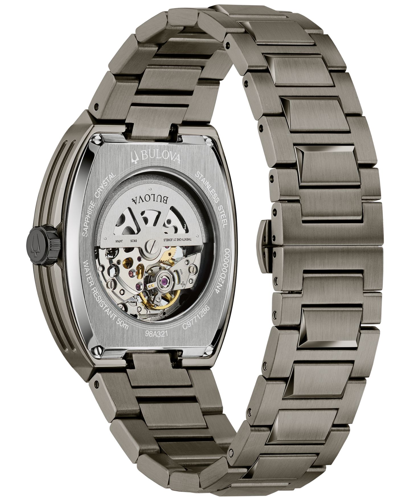 Мужские часы Bulova Maquina Automatic Gray Stainless Steel Bracelet Watch 40mm — фото 2