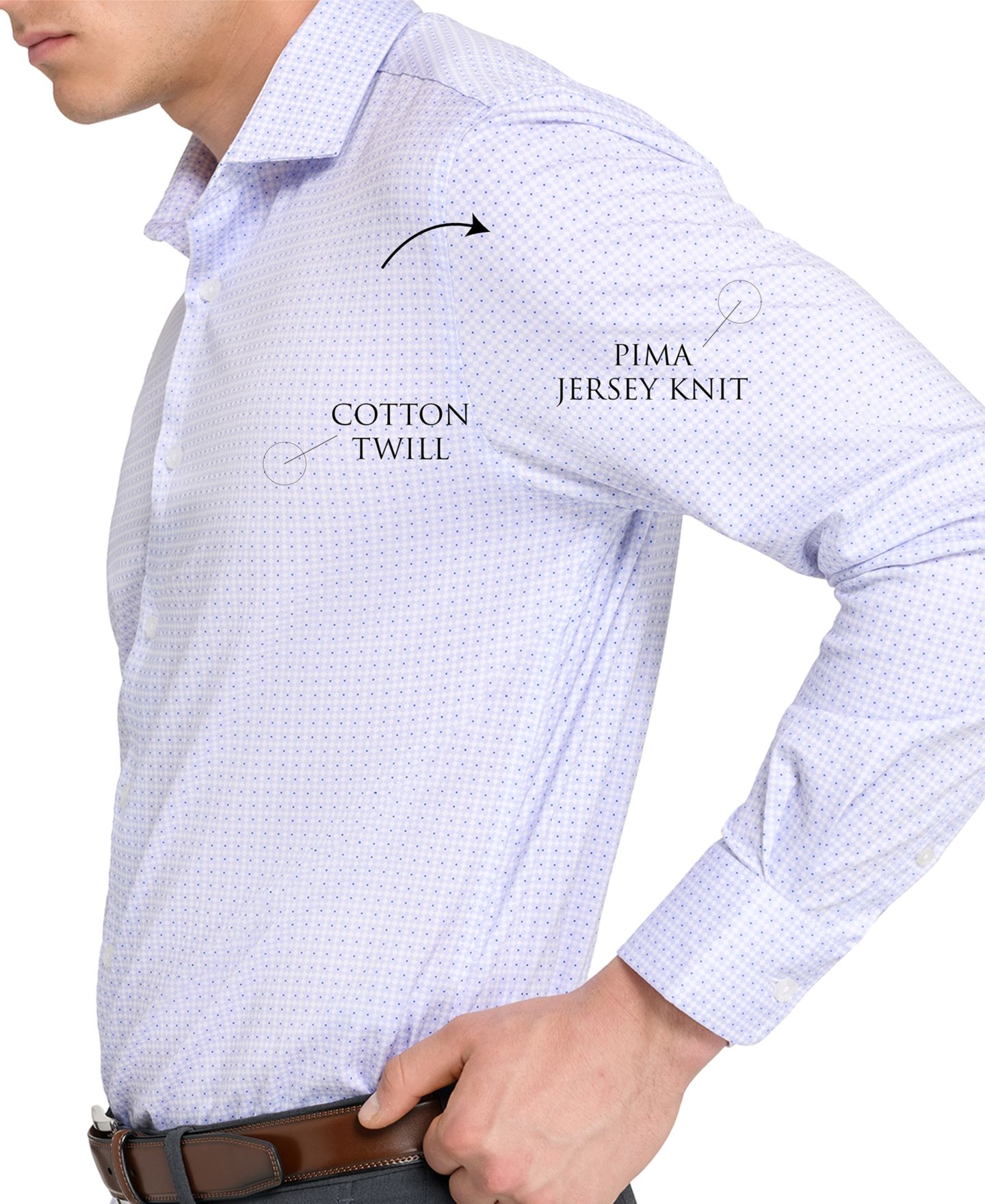Мужская рубашка MICHELSONS OF LONDON Men Checkered Print Hybrid Slim Fit Easy Care Long Sleeve, цвет: Белый фиолетовый — фото 5
