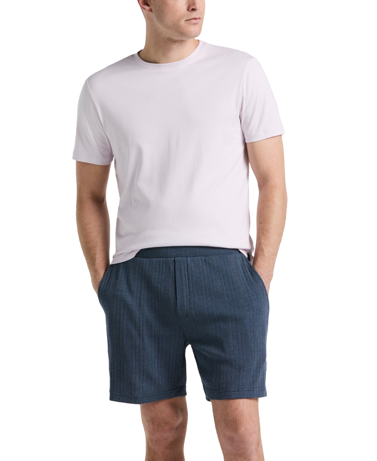 Men's Ribbed Striped Drawstring 7" Shorts - Blue Mirage