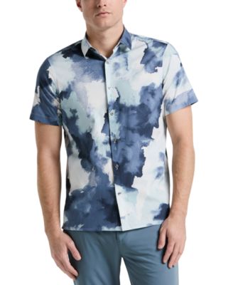 Perry Ellis - Men's Short Sleeve Watercolor Print Button-Front Shirt