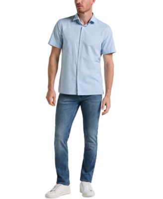 Men's Cotton Dobby Short Sleeve Button-Front Shirt