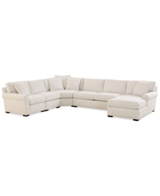 Radley Roll Arm 148" 5-Pc. Fabric Chaise Sectional with Wedge, Exclusively at Macy's