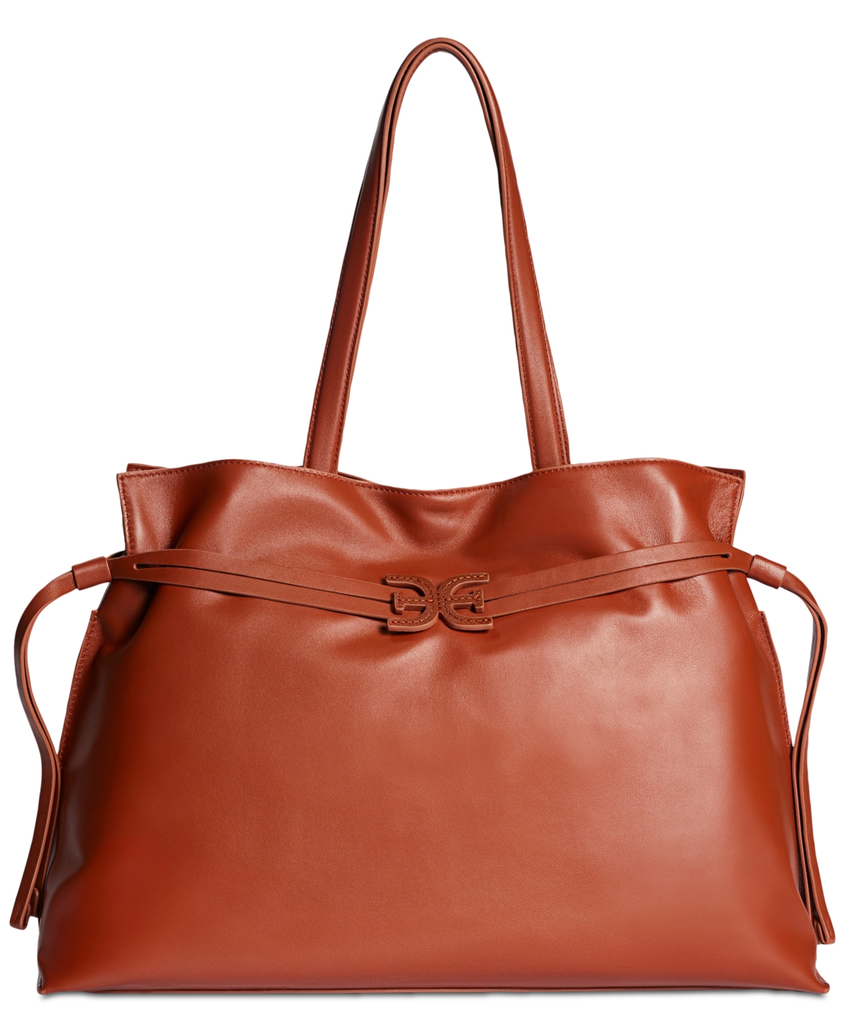 Sam Edelman Poppy Extra Large Leather Drawstring Crossbody In Brown