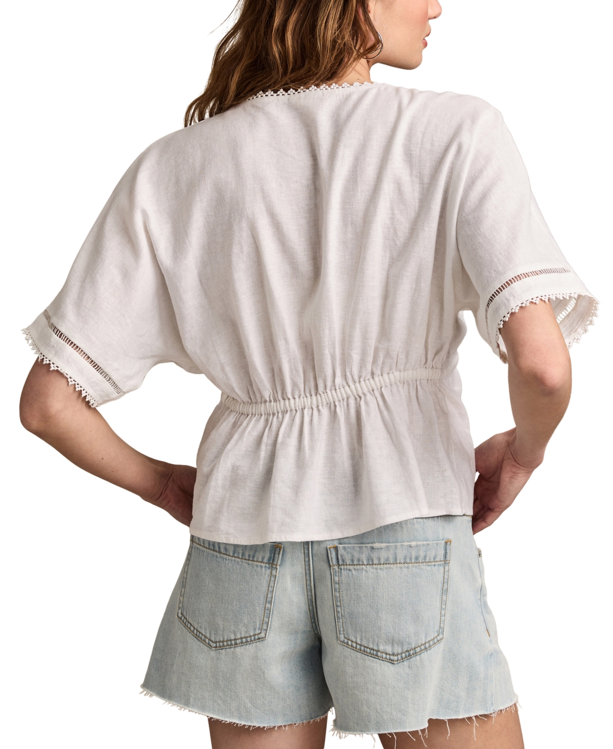 LUCKY BRAND LINEN V-NECK DOLMAN 