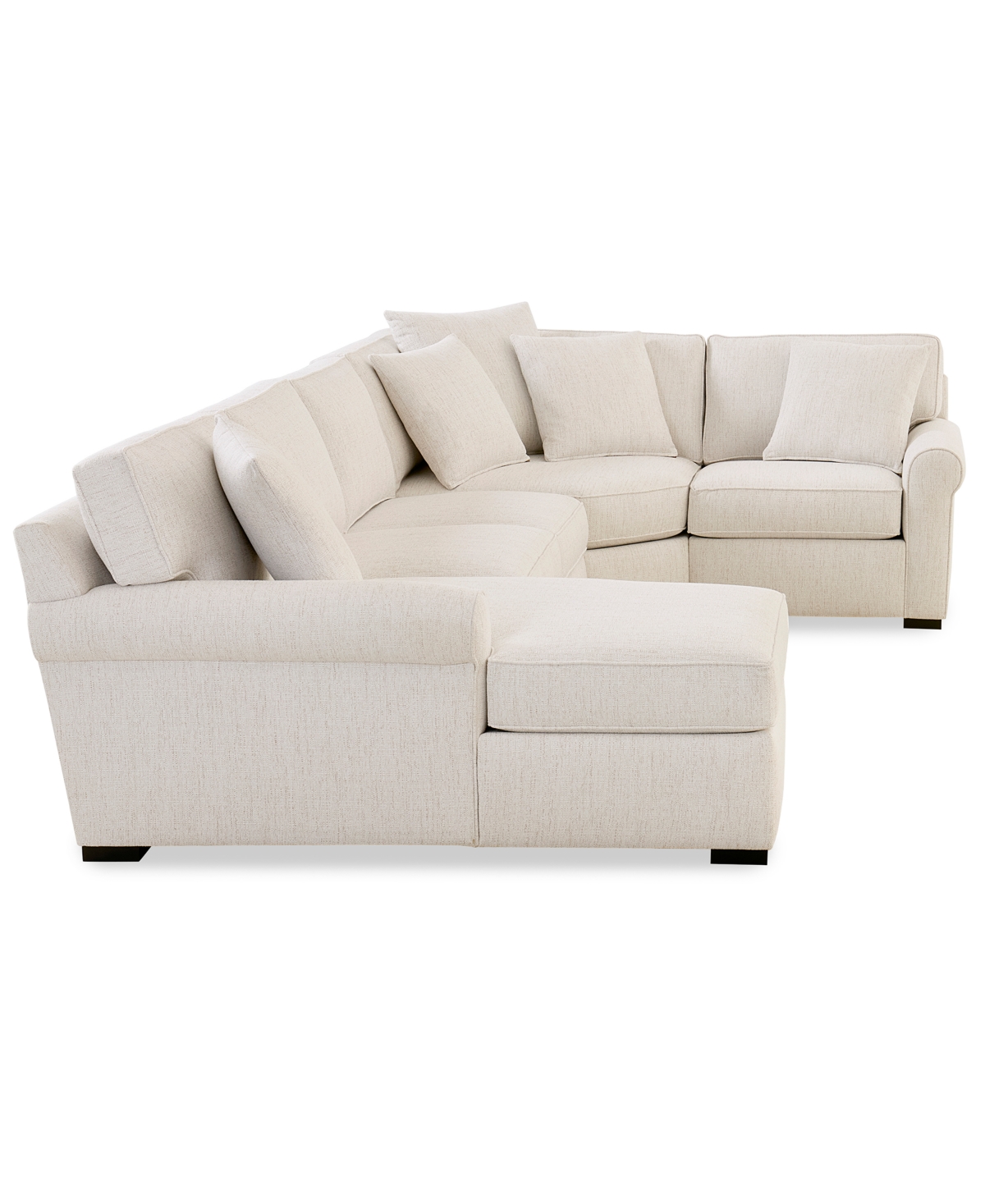 Macy's Radley Roll Arm 148" 4-pc. Fabric Chaise Sectional With Wedge, Exclusively At  In White