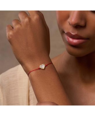 Sincere Love Mother Of Pearl Heart Red String Bracelet