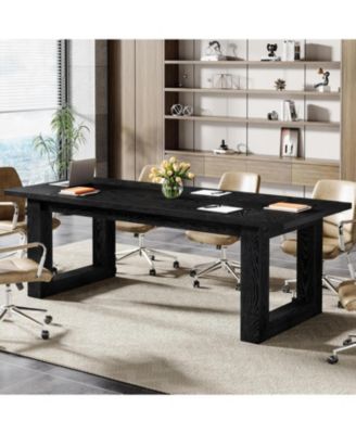Conference Table, 5 ft Meeting Room Table with Solid Wooden Base, Large