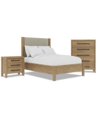 Davie 3-Pc. Full Set (Upholstered Bed, Chest & 3-Drawer Nightstand)