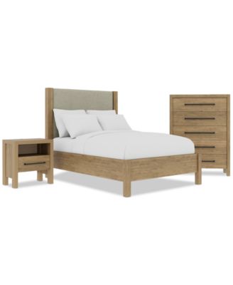 Davie 3-Pc. Full Set (Upholstered Bed, Chest & 1-Drawer Nightstand)