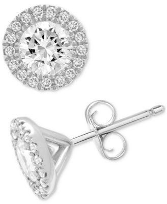Macy's - Diamond Halo Stud Earrings (1 ct. t.w.) in 14k White Gold