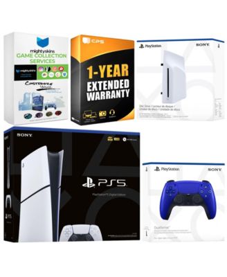 PlayStation 5 Slim Digital Bundle with Disc Drive, Extra Controller, MightySkins Game Collection and 1 Year Extended Warranty