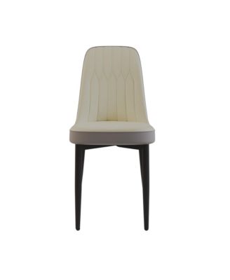 Modern PU Leather Dining Chairs with Cushions (Set of 4), Black Metal Legs.