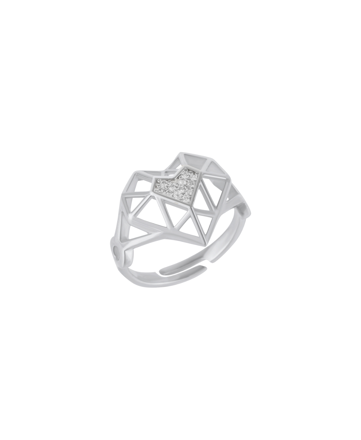 Geometric Heart Adjustable Ring in Sterling Silver - Silver