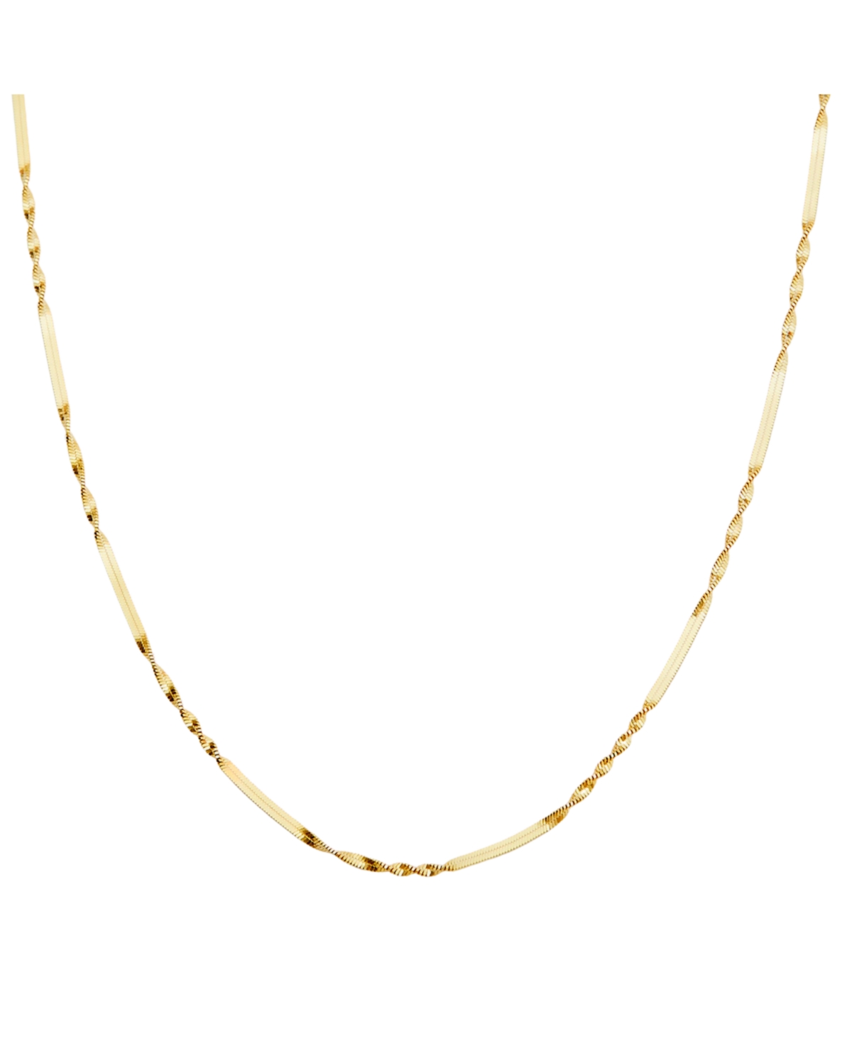 Half Twisted Sterling Silver Chain Necklace - Gold
