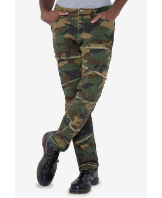 Men's Printed Pieced Fringed Stacked Jeans