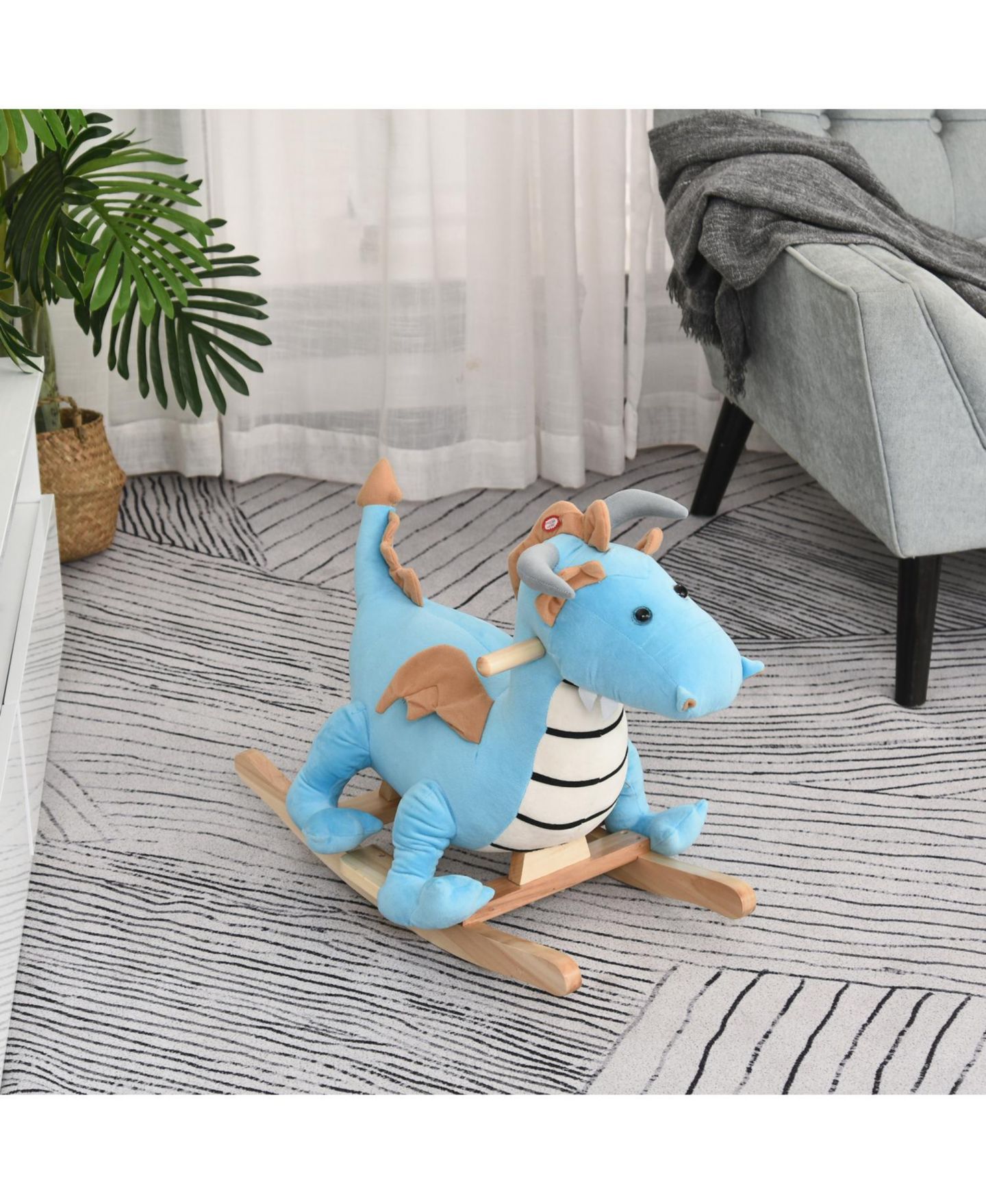 Детская игрушка Streamdale Furniture Plush Ride-On Rocking Dinosaur with Realistic Sounds, Supports up to 66 lbs, Ages 18-36 Months — фото 1