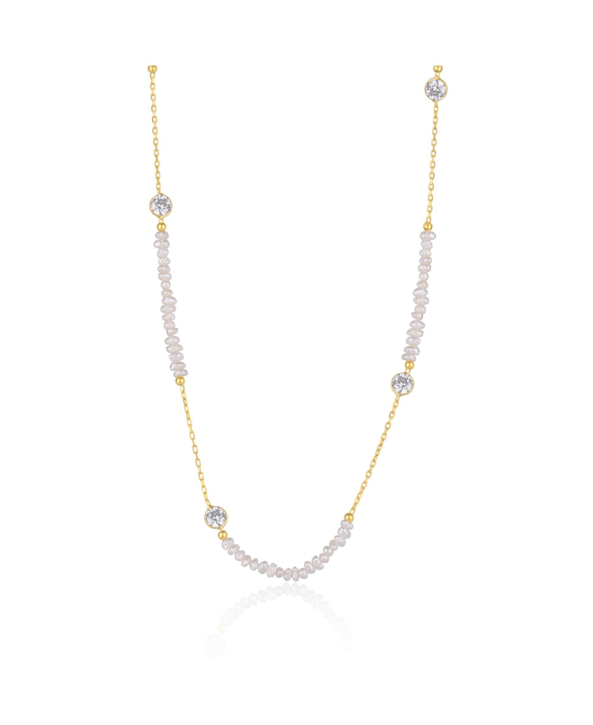 Baroque Irregular Pearl Jewelled Sterling Silver Chain Necklace In Gold - Gold