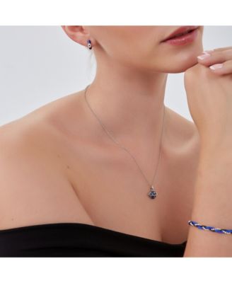 Blue Saturn Jewelled Sterling Silver Necklace