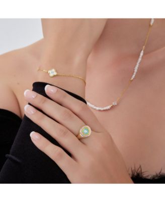 Enamel Round Sterling Silver Signet Ring