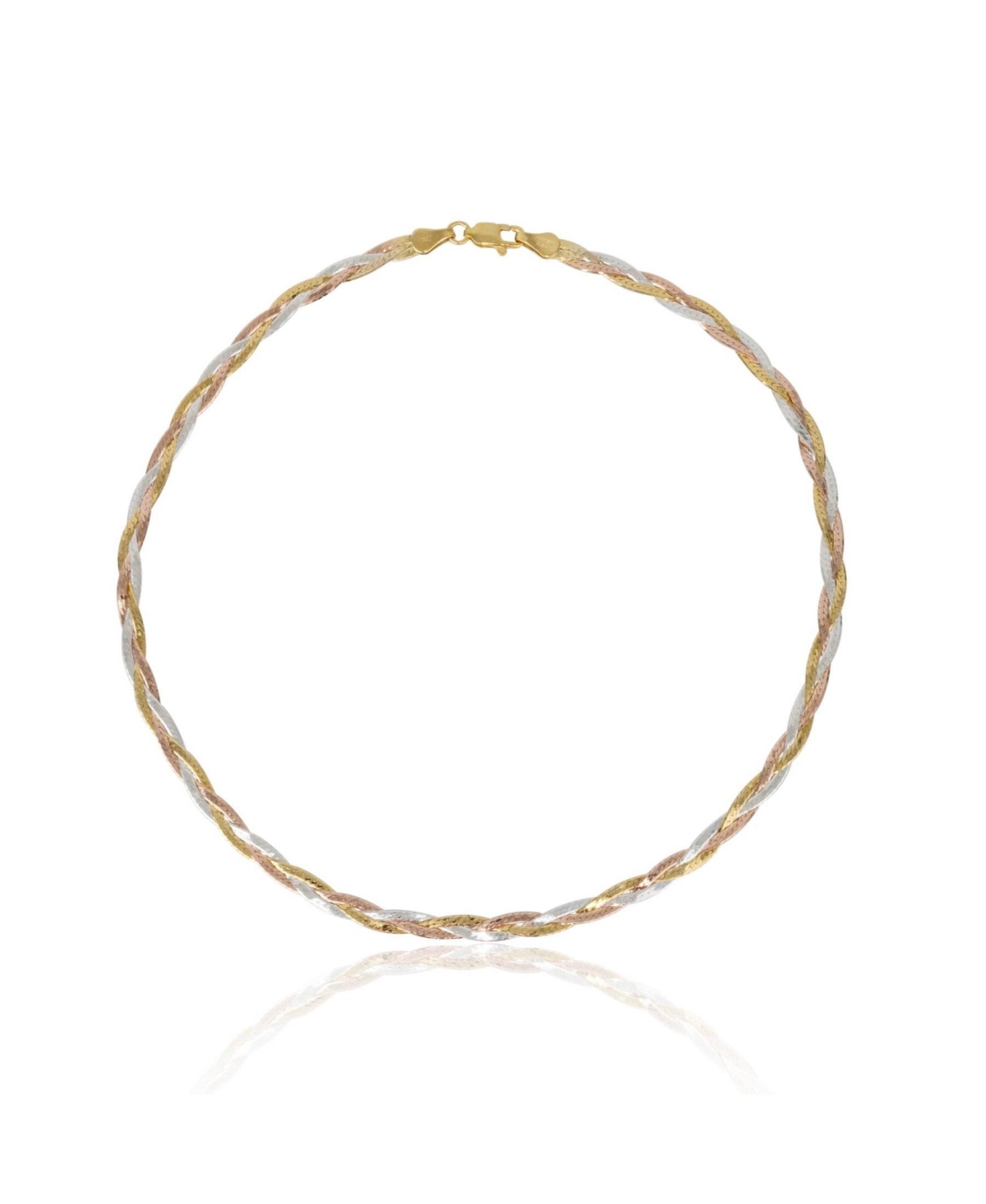 Gold Rose Gold and Silver Spiral Sterling Silver Flat Necklace - Gold