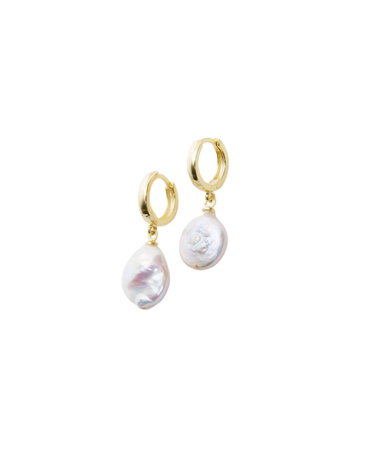 Treated Freshwater Cultured Baroque Pearl Hoop Earrings - Gold